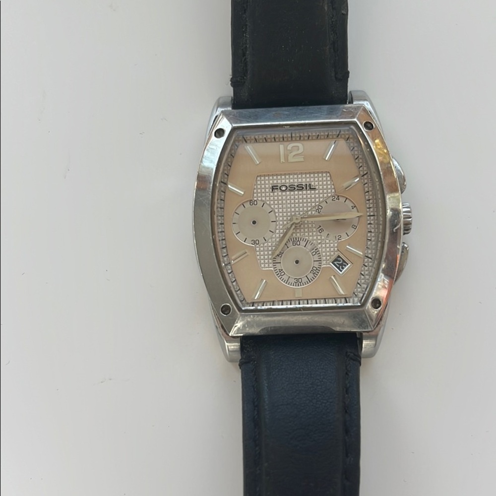 Fossil Black and Silver Chronograph Watch